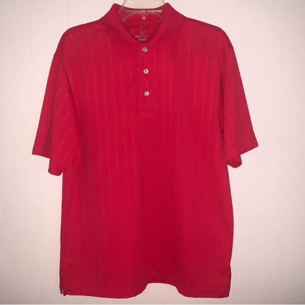 Excellent Preowned Condition Pro Tour Red/Pink Golf Polo Size M Very Nice.